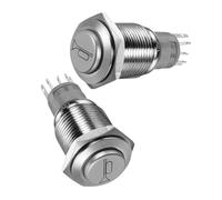 Luxshiny Interruptor Botón Pulsador Metálico 16mm, Mini Interruptor Momentáneo para Coche y Barco, 2 Piezas, Reinicio Automático, Resistente al Agua, Uso Automotor y Marino