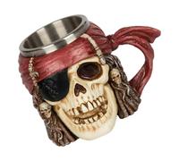 Luxshiny Jarra de Cerveza Forma de Calavera de Acero Inoxidable y Resina, Fondo Antideslizante y Diseño Único para Bar y Hogar