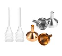 Luxshiny Juego de 12 Embudos Mini de Metal para Rellenar Perfumes y Especias, Tamaño S Oro y Plata, con 2 Goteros de 3 Ml, Accesorios para Cocina y Manualidades, Adecuado para Botellas