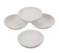 Luxshiny Juego de 4 Platos Redondos de Cerámica de Color Blanco para Condimentos y Guarniciones, Aptos para Lavavajillas Diseño Artístico Único Reutilizable