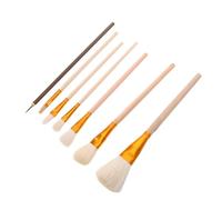 Luxshiny Juego de 7 Pinceles de Lana Beige para Pintura Artística, Mopa Suave y Tamaños Variados, Adecuado para Técnicas de Acuarela y Óleo, Material de Lana y Madera