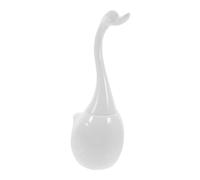 Luxshiny Juego de Cepillo de Inodoro Forma de Cisne y Portaescobillas de Cerámica, Mango Largo para Limpieza en Baño de Hogar y Hotel