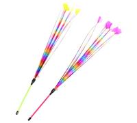 Luxshiny Juguetes Interactivos Color Aleatorio para Gatitos de Palos de PVC Plumas Coloridas, 2 Piezas para Jugar Gatos y Estimular Su Atención