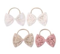 Luxshiny Lazos Elásticos Cabello Cómodas y Antideslizantes Diseño de Lazo de Encaje 4 Piezas para Mujer y Niña Ideales para Sesiones de Fotos Familiares