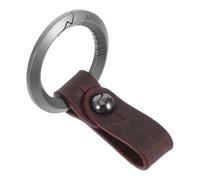 Luxshiny Llavero de Aleación de Titanio y Cuero de Vaca, Color Gris Titanio, para Colgar Cintura, Accesorio Resistente Compatible Llaves de Coche, Obsequio para Hombres y Mujeres