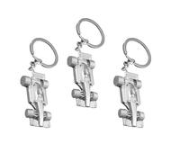 Luxshiny Llaveros de Coche de Carreras Mini 3 Piezas, Llavero Pequeño de Metal Plateado, Accesorio Decorativo para Llaves, Obsequio Original para Hombre y Mujer, Durable y Estilizado