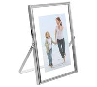 Luxshiny Marco De Fotos De Escritorio De Doble Cara Vidrio Transparente Soporte Metálico Marco Vertical Para Decoración De Mesa y Exhibición De Fotografías