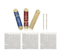 Luxshiny Mezuzá para Puerta 3 Piezas Metálicas con Pergaminos Kosher Incluidos, Colores Rojo, Azul y Beige, Decoración Judía Tradicional para Bendición y Inauguración del Hogar