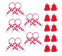 Luxshiny Mini Gorros de Punto y Bufandas Navideñas Hechas a Mano para Botellas de Vino, 20 Piezas (10 Bufandas 23 Cm y 10 Gorros Hilo), Decoración DIY Festiva para Hogar y Fiestas