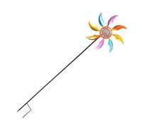 Luxshiny Molino de Viento Decorativo Metálico Grande para Jardín y Patio, Molinillo de Viento Estaca Resistente para Decoración Exterior, Colorido y Giratorio, Decoración de Molinillos