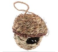 Luxshiny Nido de Pájaro Artesanal de Césped Tejido Natural, Diámetro 10×12 Cm, Refugio Creativo para Pájaros Pequeños, Decoración de Jardín Exterior y Accesorios para Jaulas de Aves