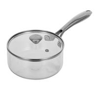 Luxshiny Olla de Vidrio con Tapa y Mango de Acero Inoxidable para Uso Versátil y Retención de Nutrientes, Adecuado para Dormitorios y Hogares