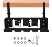 Luxshiny Organizador de Cables de Escritorio Negro Bandeja de Gestión de Cables sin Taladro Soporte Resistente de Hierro para Oficina y Hogar Cesta Acoplable Debajo del Escritorio Orden