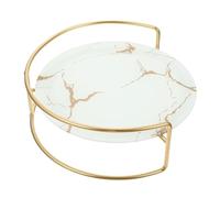 Luxshiny Organizador de Estante para Productos de Cuidado la Piel, Soporte de Cosméticos en Encimera, Estante Pequeño de Color Claro con Detalles Dorados para Baño y Tocador,