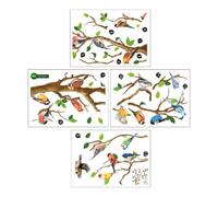 Luxshiny Pegatina Decorativa de Pared Forma de Ramas y Aves, Vinilo Autoadhesivo de PVC Resistente Tamaño 20X30 CM Set de 3 Unidades para Sala de Estar y Habitación Juvenil