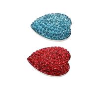 Luxshiny Pegatinas Magnéticas para Nevera Forma De Corazón y Gemas De Imitación, Imán Metálico Rojo y Azul, Acero Inoxidable, Diseño Brillante, para Hogar y Oficina, Pack De 2 Unidades