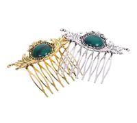 Luxshiny Peines Laterales Vintage para Mujer 2 Piezas de Aleación y Resina Diseño Étnico Elegante y Accesorio Decorativo Resistente Cabello
