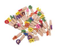 Luxshiny Pinzas de Madera Natural Mini 3,5 Cm, 36 Unidades Letras y Números 0-9, Clips para Fotos, Notas y Tarjetas, Organizador Versátil para Escritorio y Decoración del Hogar