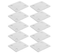 Luxshiny Placa de Unión Plana de Acero Inoxidable Grande 2.0, Paquete de 10 Placas Rectas para Muebles, Soporte Metálico para Madera 4 Orificios, Refuerzo y Fijación Resistente