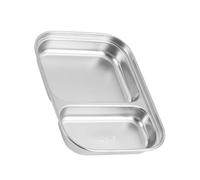 Luxshiny Plato Dividido de Comida de Acero Inoxidable 304 Compartimentos Resistentes para Refrigerios, Adecuado para Comedor y Fácil de Limpiar Textura Artesanal