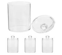 Luxshiny Porta con Tapa, 4 Unidades, Contenedores Pequeños para Almacenamiento en Baño, Organizador de Bolas y Cosméticos, Diseño Compacto para Tocador