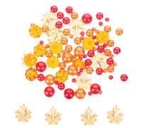 Luxshiny Relleno para Jarrones de Otoño Hojas de Arce Acrílicas y Perlas Sintéticas, Decoración para Mesa de Acción de Gracias Diseño de Calabaza y Efecto Cálido
