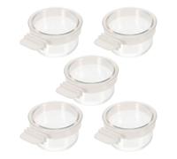 Luxshiny Set de 5 Comederos para Loros de Acrílico Transparente Capacidad Razonable, Fijación Segura para Jaula y Diseño Colgante para Aves Domésticas