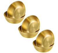 Luxshiny Set de 6 Platos Redondos para Salsas y Condimentos de Acero Inoxidable Dorado Superficie Lisa, Reutilizables y Aptos para Lavavajillas, Ideales para Aperitivos y Fiestas