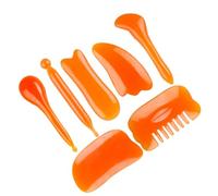 Luxshiny Set de Masaje de 7 Piezas de Resina y Cera de Abejas, Herramientas para Raspar Facial y Corporal, Incluye Raspador, Tabla Triangular, Peine y Bolígrafo para Acupresión, Uso