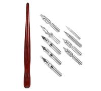 Luxshiny Set de Plumas de Inmersión para Caligrafía Estilo Europeo Punta Curva y Agarre Seguro, Material de Acero Inoxidable y Madera, Adecuado para Práctica Artística