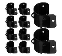 Luxshiny Soportes para Barra de Cortina de Metal en Forma de U, 10 Piezas Negras, Bridas de Montaje Resistentes para Armario, Dormitorio y Baño, Soporte Central Techo, Accesorios