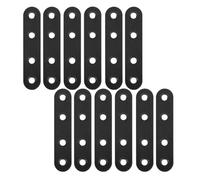 Luxshiny Soportes Rectos de Acero Inoxidable Negros 12 Piezas, Soporte de Refuerzo Metálico 76x16 Mm para Estanterías, Placas y Muebles, Tirantes Planos Resistentes para Uso Industrial