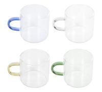 Luxshiny Taza de Té de Vidrio 120Ml Set de 4 Piezas Colores Variados y Diseño sin Grietas, Adecuado para Degustación en Familia y Oficina