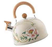 Luxshiny Tetera Con Silbido Esmalte Floral En Tetera De Acero Tetera De Agua De 3 Litros Con Asa Para Estufa Tetera De Esmalte Vintage (Estilo Flor)