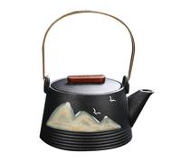 Luxshiny Tetera de Cerámica Negra Pintada a Mano Mango Frío, para Hervir Agua, Adecuado para Salón de Té Profesional o Uso en Casa