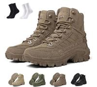 Luxsines Leather Boots, Luxsines Mens Orthopedic Support Anti-Puncture Work Boots, Waterproof Anti-Sprain Hiking Boot, Outdoor Lightweight Tactical Boot, Combat Shoes for Hiking (Brown,32 2/3)