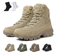 Luxsines Leather Boots, Luxsines Mens Orthopedic Support Anti-Puncture Work Boots, Waterproof Anti-Sprain Hiking Boot, Outdoor Lightweight Tactical Boot, Combat Shoes for Hiking (Sand Color,32 1/9)