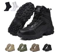 Luxsines Leather Boots, Luxsines Mens Orthopedic Support Anti-Puncture Work Boots, Waterproof Anti-Sprain Hiking Boot, Outdoor Lightweight Tactical Boot, Combat Shoes for Hiking (Black,32 1/3)