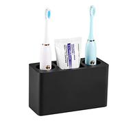 Luxspire 16 * 7 * 9.6cm Portacepillos de Dientes Soporte de Cepillo de Resina con 3 Compartimentos, Herramienta Accesorios para Pasta de Dientes y Maquinilla de Afeitar para Baño Hogar - Negro