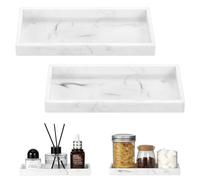 Luxspire Bandeja de Baño - 2 Paquetes (20 x 10cm) Jabonera de Silicona para Fregadero de Cocina, Bandeja de Baño para Dispensador de Jabón Accesorios de Joyería Perfume, Mármol Blanco