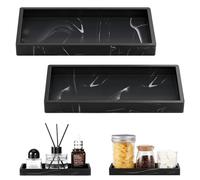 Luxspire Bandeja de Baño - 2 Paquetes (20 x 10cm) Jabonera de Silicona para Fregadero de Cocina, Bandeja de Baño para Dispensador de Jabón Accesorios de Joyería Perfume, Negro Mármol