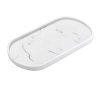 Luxspire Bandeja Elíptica, Bandeja de Resina de Cuarto de Baño, Joyería, Decoración de Hogar, Salón y Dormitorio, Plato Organizador para Velas, Jabón, Toalla, Planta, 29*15.5*1.8 CM -Mármol Blanco