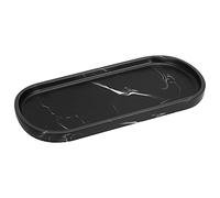 Luxspire Bandeja Elíptico de Resina, Plato Organizador para Velas, Jabón, Toalla, Planta en Cuarto de Baño, Joyería, Decoración de Hogar, Salón y Dormitorio, 25 * 11.5 * 1.8 CM - Ink Negro