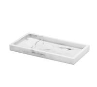 Luxspire Bandeja Rectangular Antideslizante de Resina de Cuarto de Baño, Bandeja Decorativa para Hogar, Salón y Dormitorio, para Joyas, Velas y Jabón, Talla 20 X 10 X 1.9cm -Color Mármol Blanco