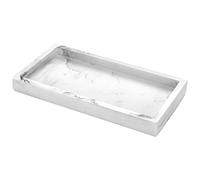 Luxspire Bandeja Rectangular Antideslizante de Resina de Cuarto de Baño, Bandeja Decorativa para Hogar, Salón y Dormitorio, para Joyas, Velas y Jabón, Talla 20 X 10 X 1,9cm - Grava Blanco