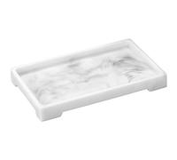 Luxspire Bandeja Rectangular Antideslizante de Resina de Cuarto de Baño, Hogar, Salón y Dormitorio para Velas, Jabón, Toalla, Planta, Talla M, 9.65" x 5.9" x 1.1" (24.5 x 15 x 2.8cm) - Mármol Blanco