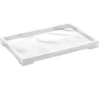 Luxspire Bandeja Rectangular Antideslizante de Resina de Cuarto de Baño, Hogar, Salón y Dormitorio para Velas, Jabón, Toalla, Planta, Talla L, 29 x 20 x 3cm - Grava Blanca