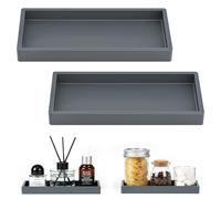 Luxspire Bandeja Rectangular Antideslizante de Silicona de Cuarto de Baño, Bandeja Decorativa para Hogar, Salón y Dormitorio, para Joyas, Velas y Jabón, 20 x 10 cm, 2 Paquetes, Gris Oscuro