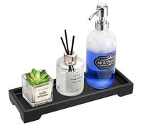 Luxspire Bandeja Rectangular de Resina de Cuarto de Baño, Hogar, Salón y Dormitorio, Super Antideslizante para Velas, Jabón, Toalla, Planta, 11.22" X 4.05" X 0.98" (28.5 X 10.3 X 2.5cm) - Negro