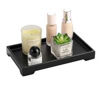 Luxspire Bandeja Rectangular de Resina de Cuarto de Baño, Hogar, Salón y Dormitorio, Super Antideslizante para Velas, Jabón, Toalla, Planta, Talla M, 9.65" x 5.9" x 1.1" (24.5 x 15 x 2.8cm) - Negro
